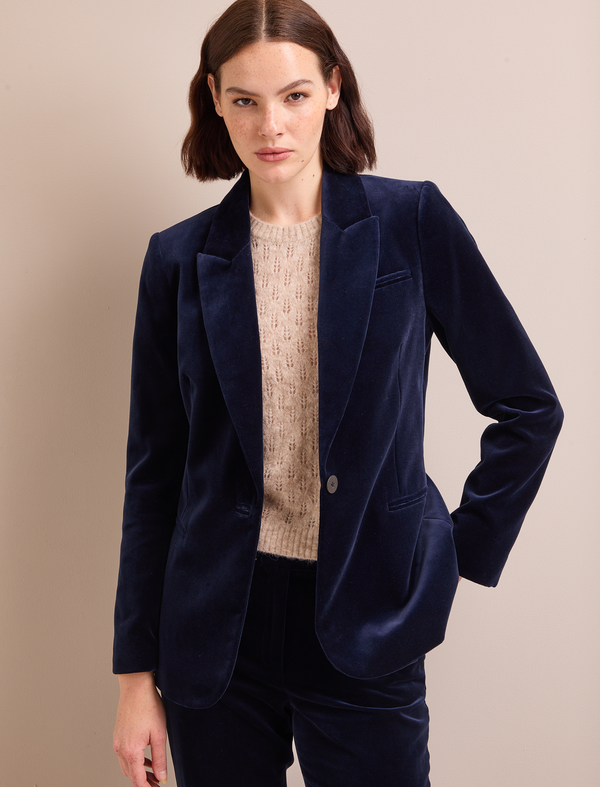 Jamie Velvet Blazer - Navy