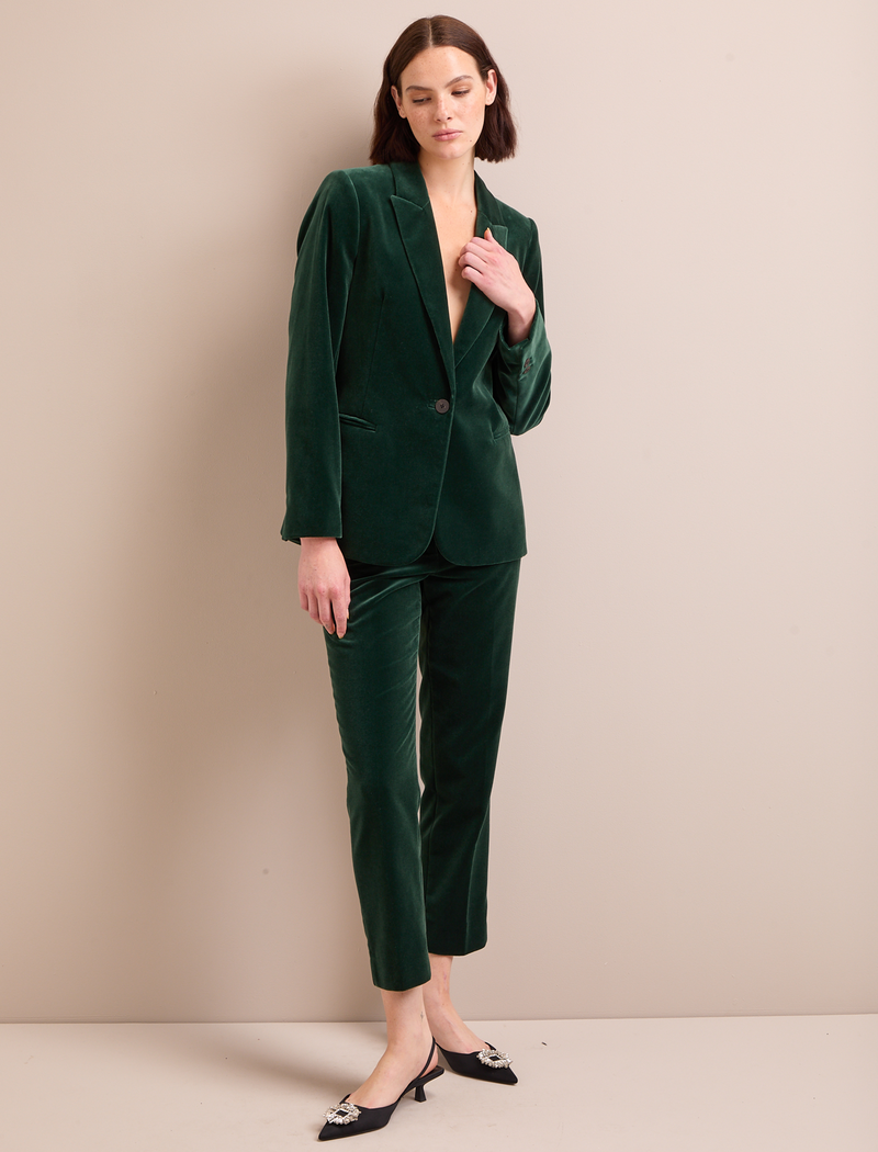 Jamie Velvet Blazer - Forest Green