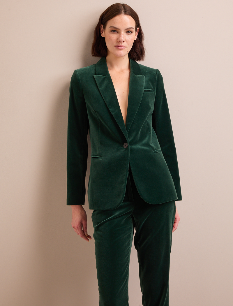 Jamie Velvet Blazer - Forest Green