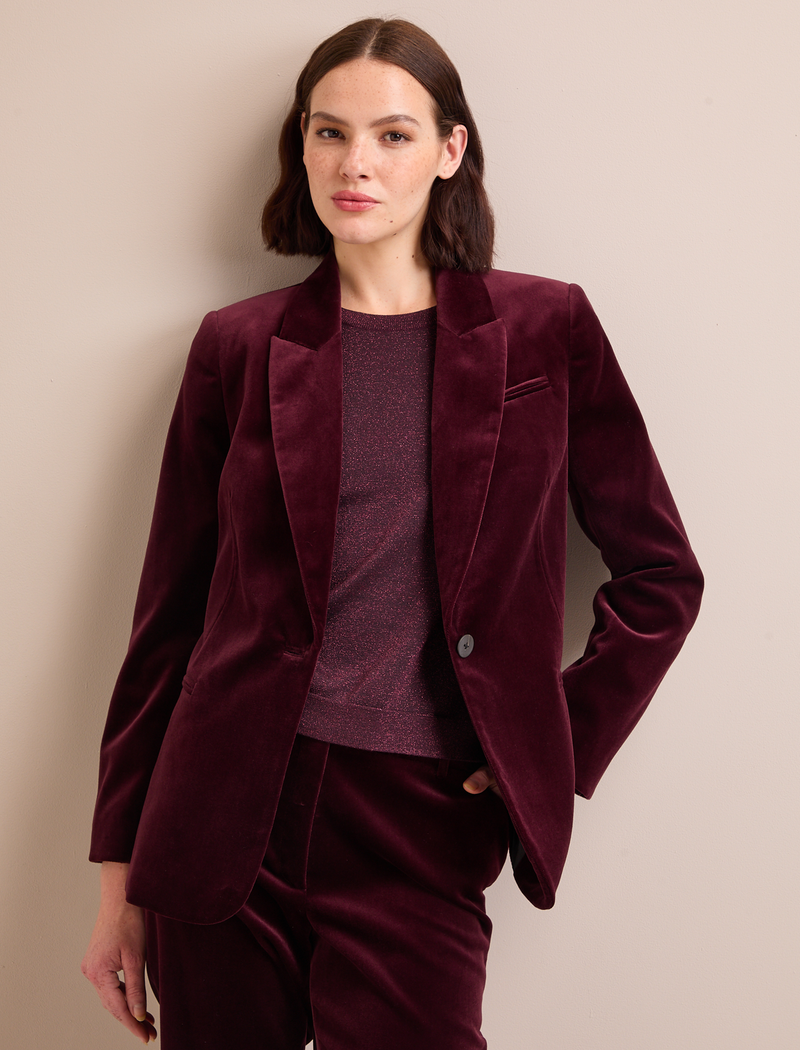 Jamie Velvet Blazer - Burgundy