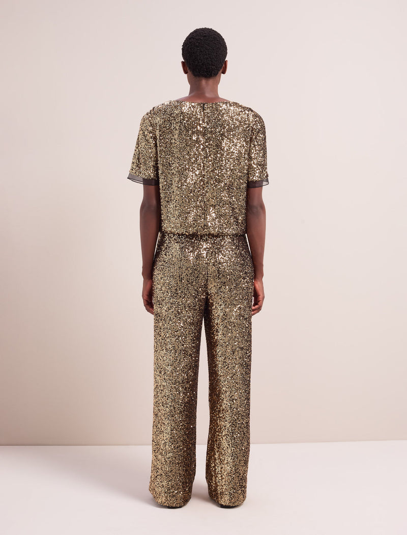 Hester Sequin Jumpsuit - Gold