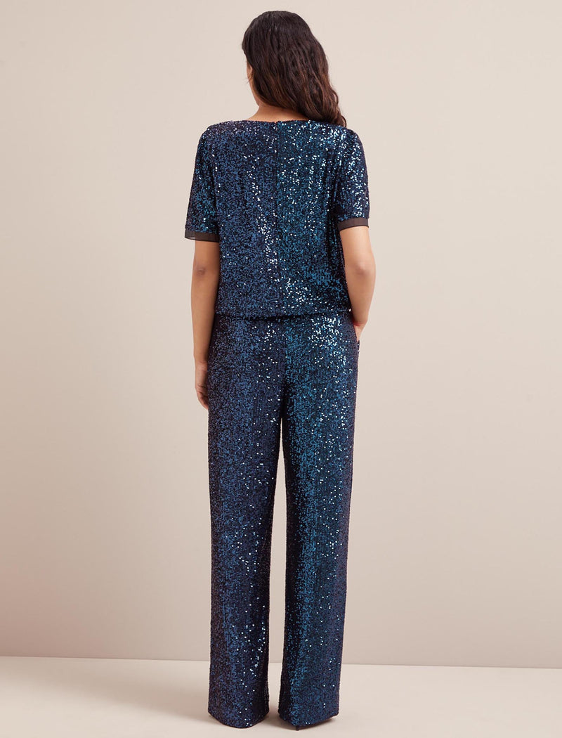 Hester Sequin Jumpsuit - Navy