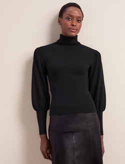 Eva Wool Roll Neck Jumper - Black