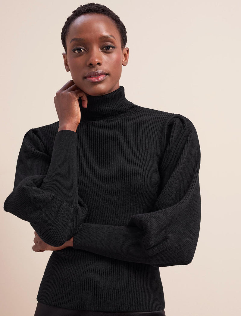 Eva Wool Roll Neck Jumper - Black