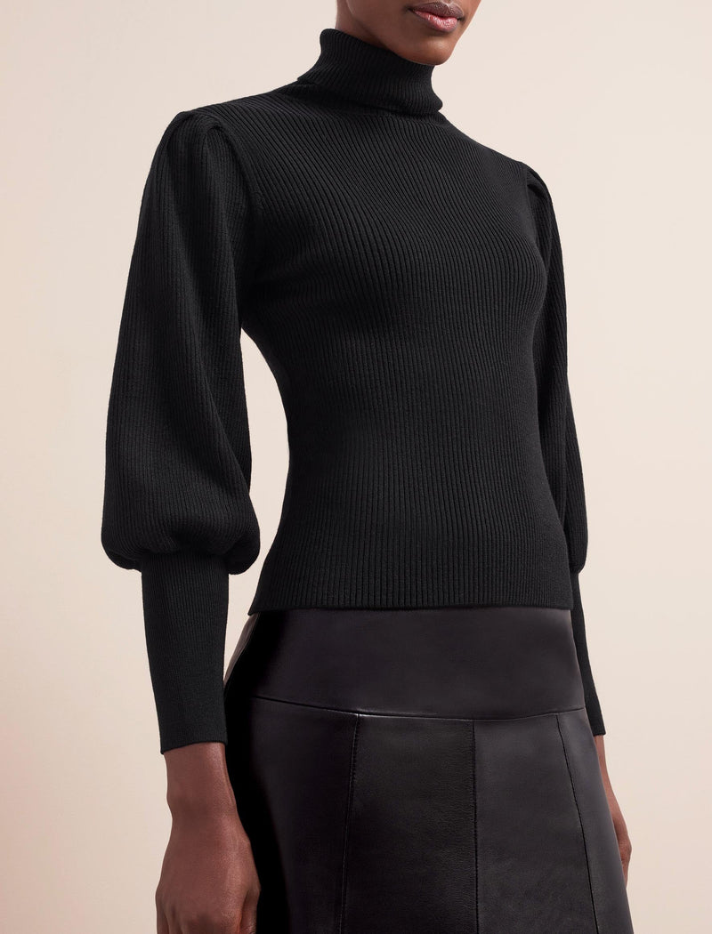 Eva Wool Roll Neck Jumper - Black