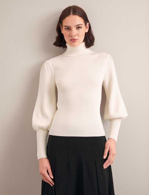 Eva Wool Roll Neck Jumper - Cream