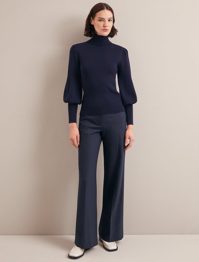 Eva Wool Roll Neck Jumper - Navy