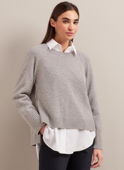 Ezra Cashmere Blend Jumper - Mid Grey