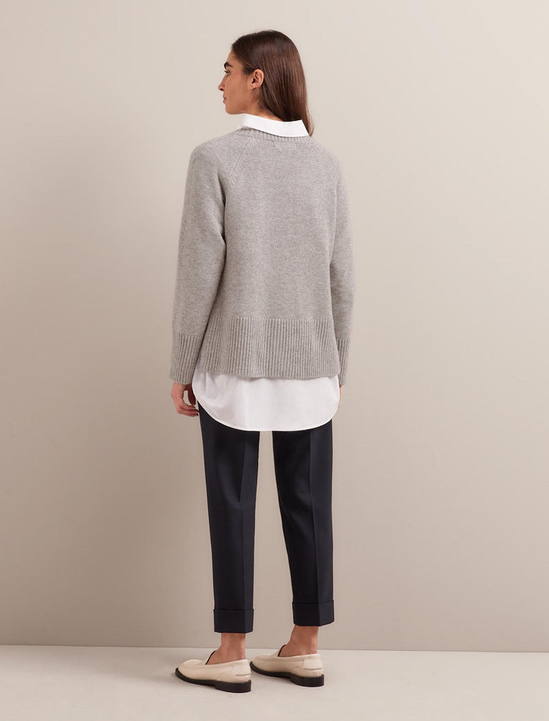 Ezra Cashmere Blend Jumper - Mid Grey