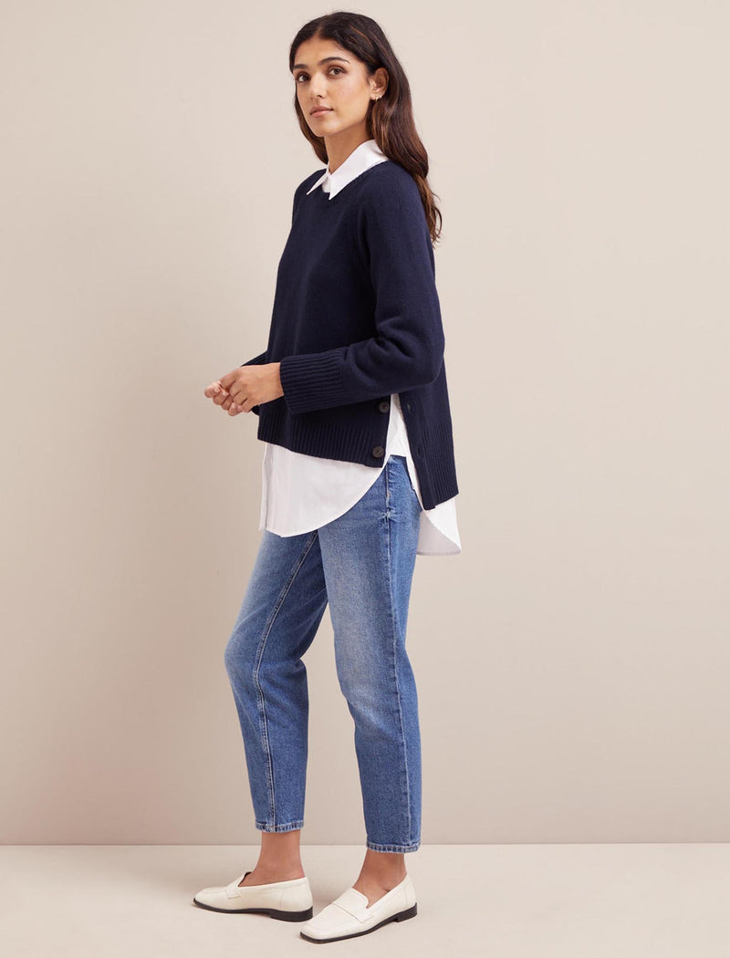 Ezra Cashmere Blend Jumper - Navy