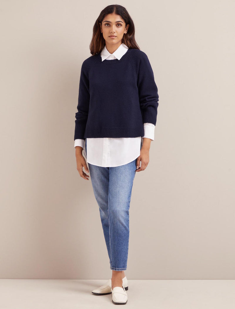 Ezra Cashmere Blend Jumper - Navy