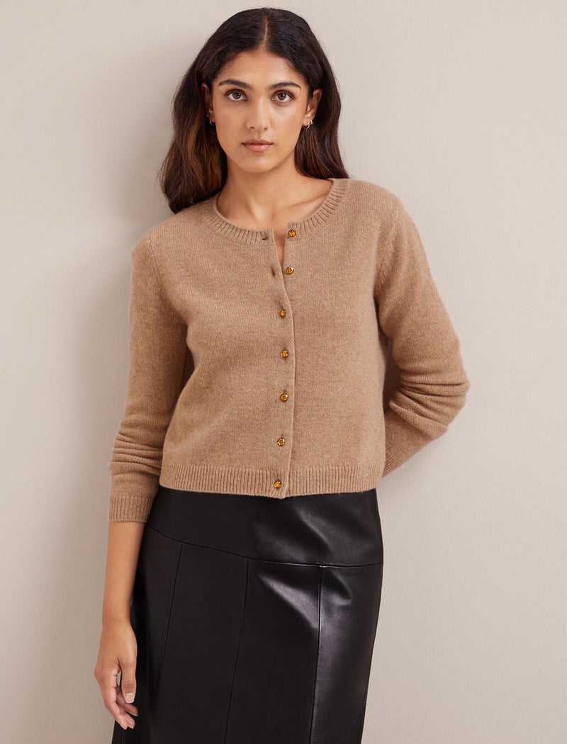 Clara Cashmere Cardigan - Camel