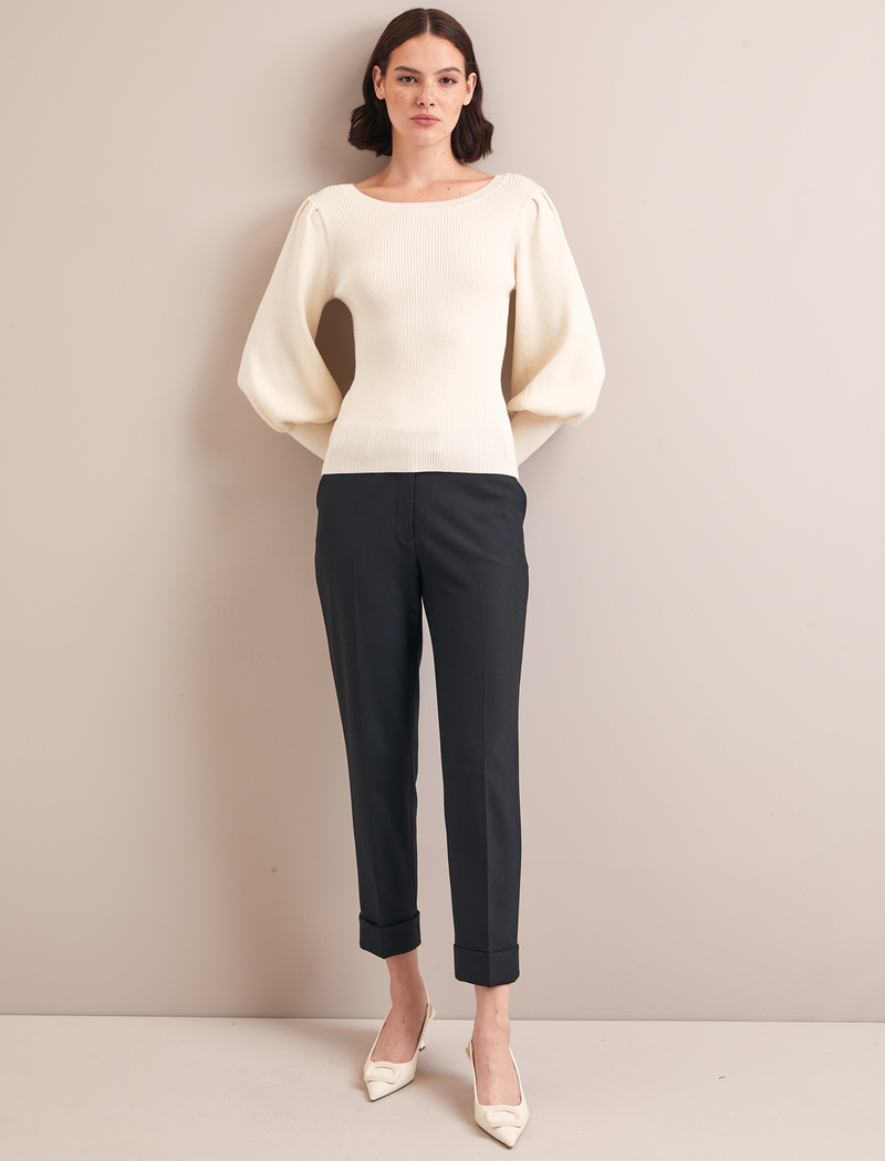 Eva Wool Boat Neck Jumper - Cream