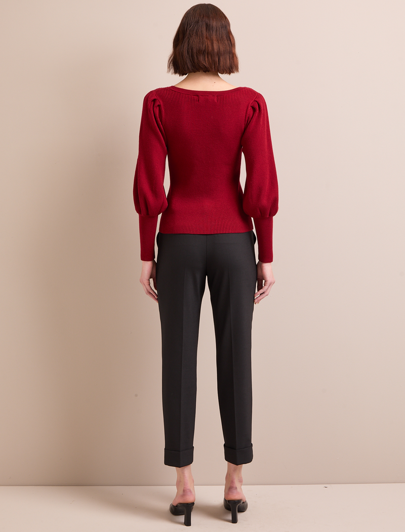 Eva Wool Boat Neck Jumper - Dark Red