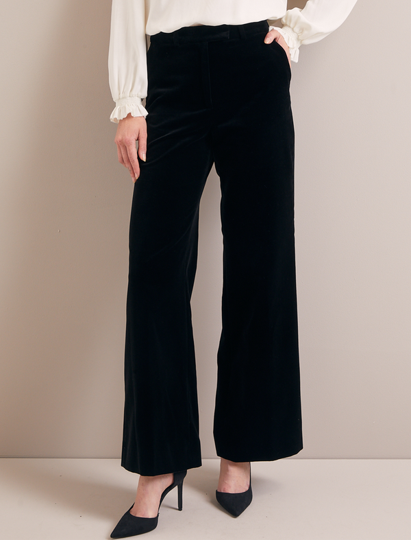 Taylor Velvet Wide Leg Trouser - Black