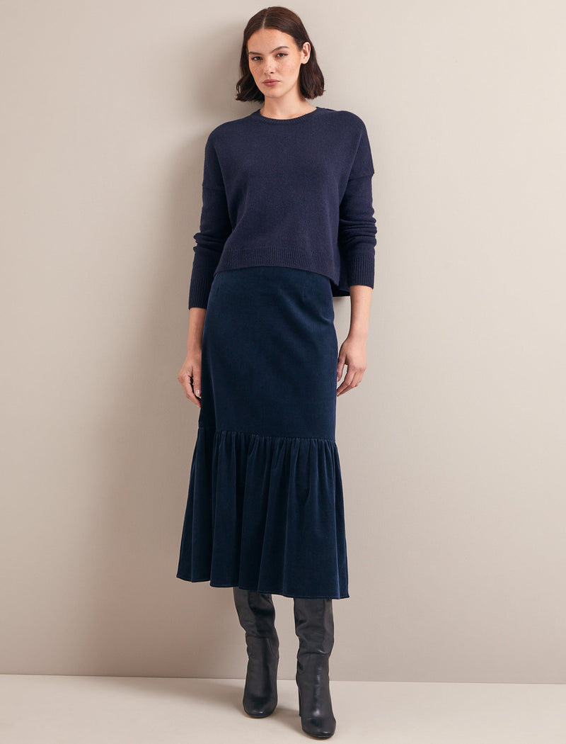 Daphne Corduroy Maxi Skirt - Navy