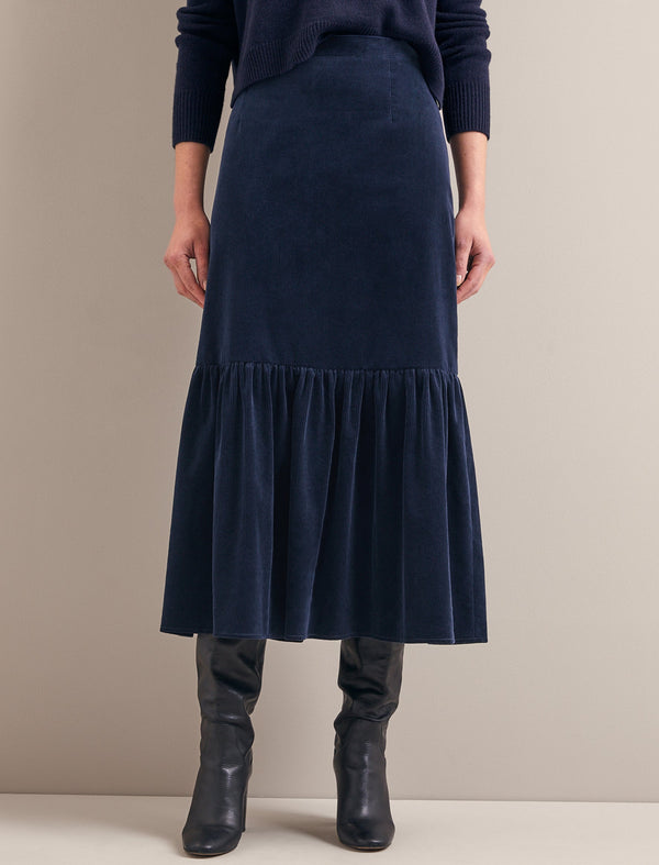 Daphne Corduroy Maxi Skirt - Navy