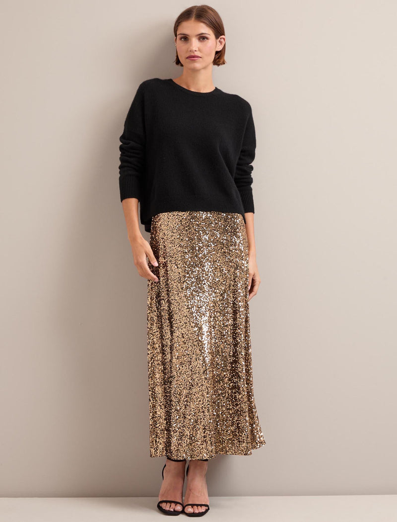 Scarlett Sequin Maxi Skirt - Gold