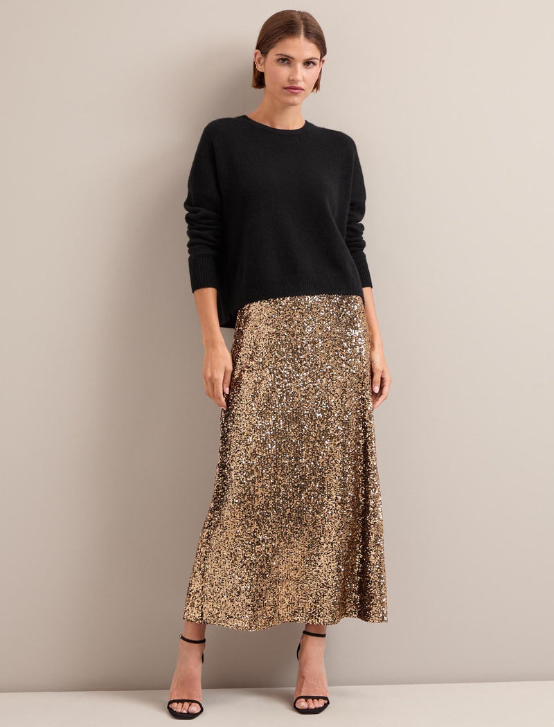 Scarlett Sequin Maxi Skirt - Gold