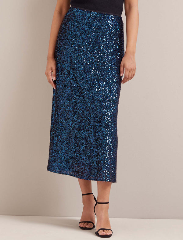 Scarlett Sequin Maxi Skirt - Navy