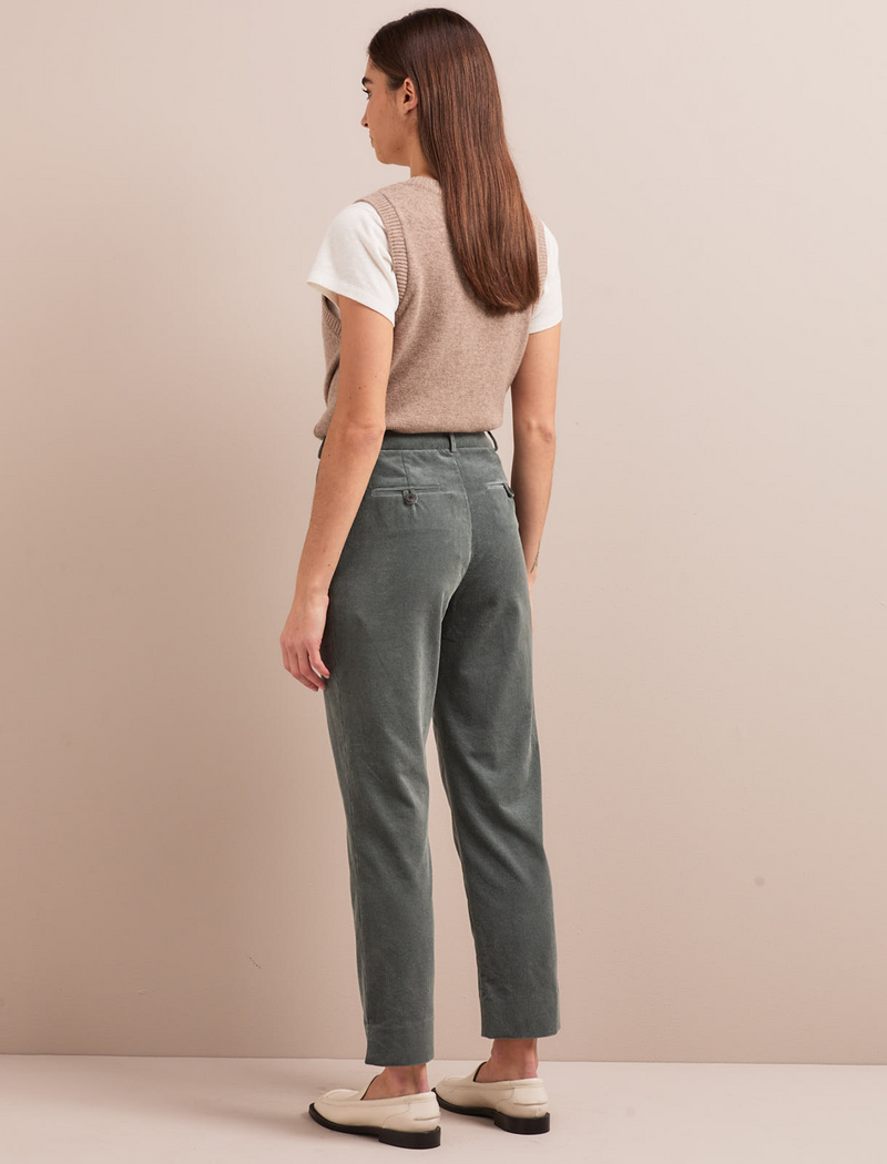 Tatum Corduroy Tapered Trouser - Sage Green