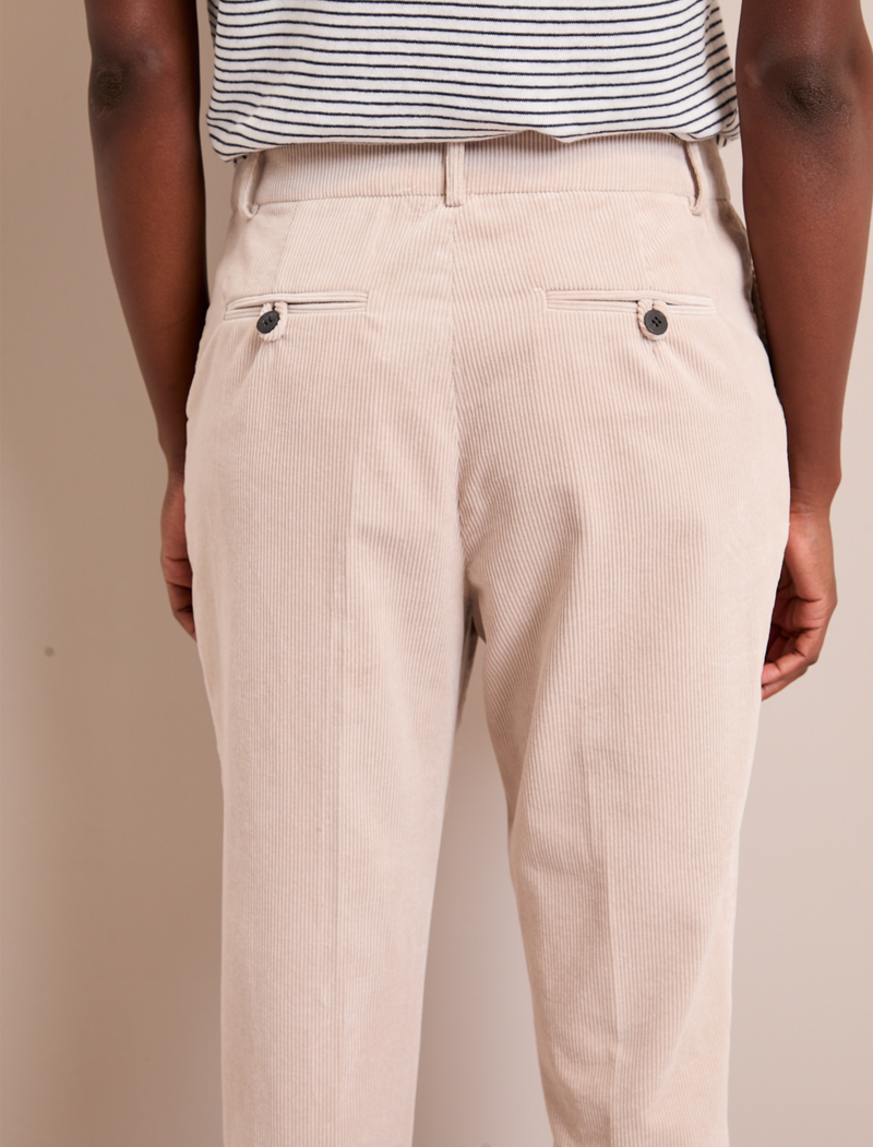 Tatum Corduroy Tapered Trouser - Stone