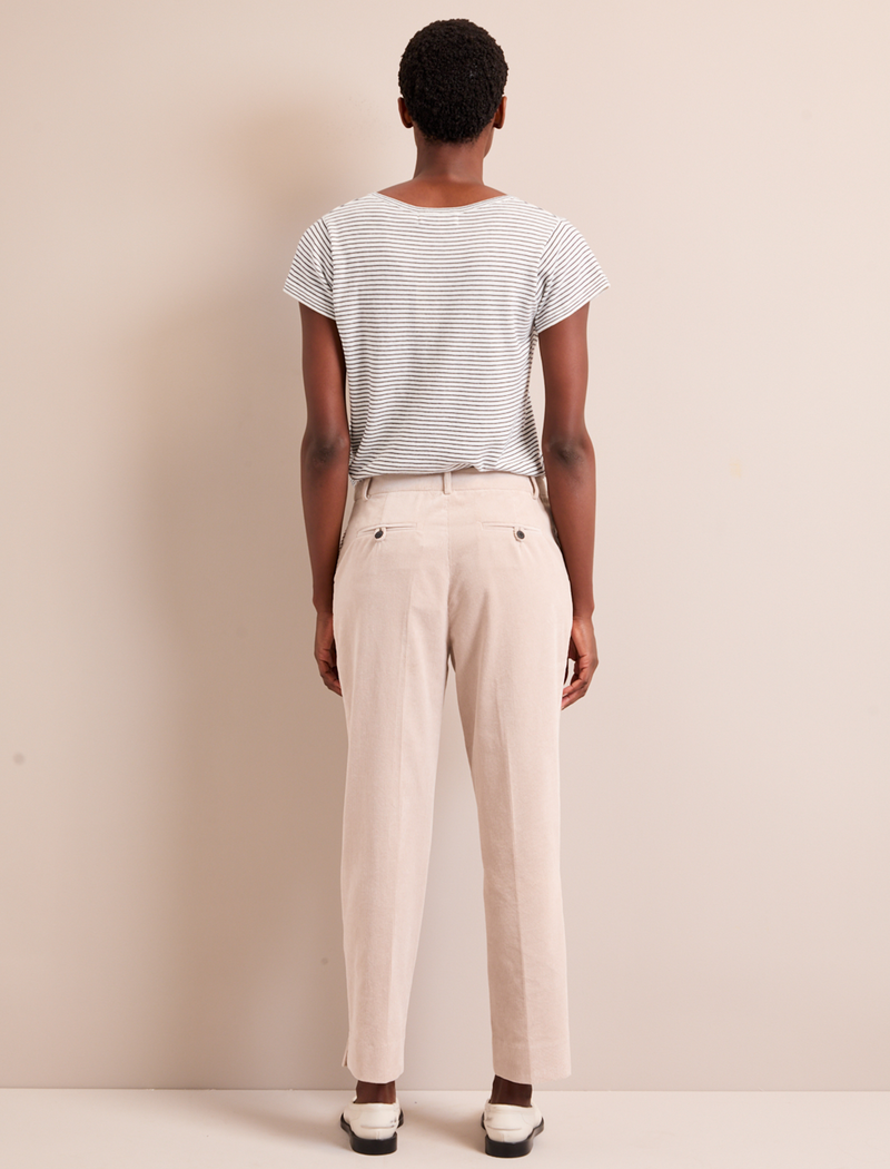 Tatum Corduroy Tapered Trouser - Stone