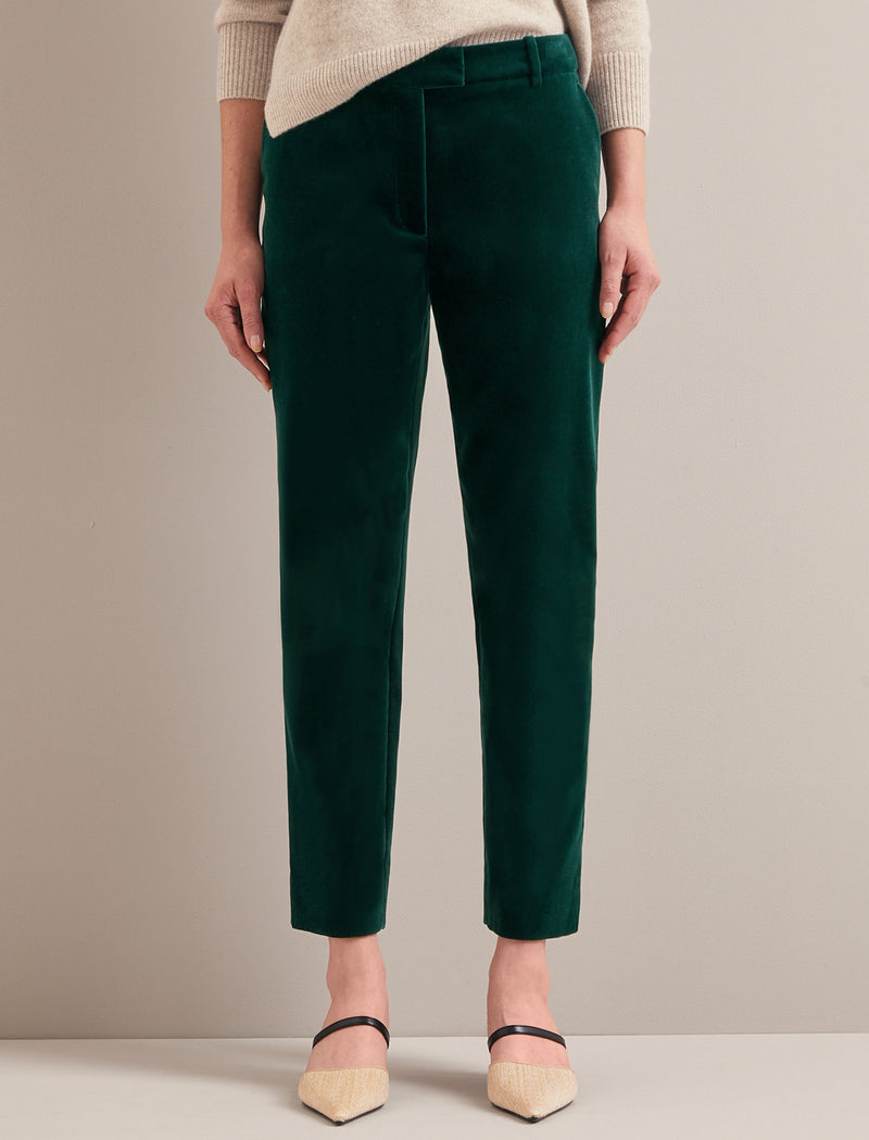 Tatum Velvet Tapered Trouser - Green