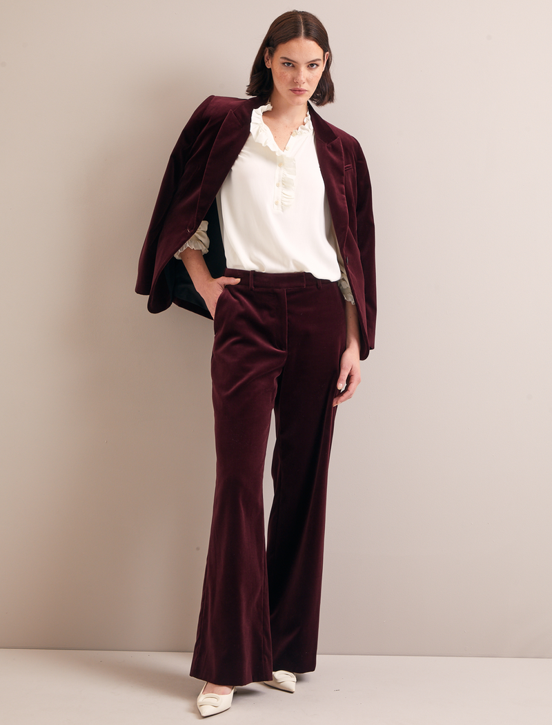 Jamie Velvet Blazer - Burgundy