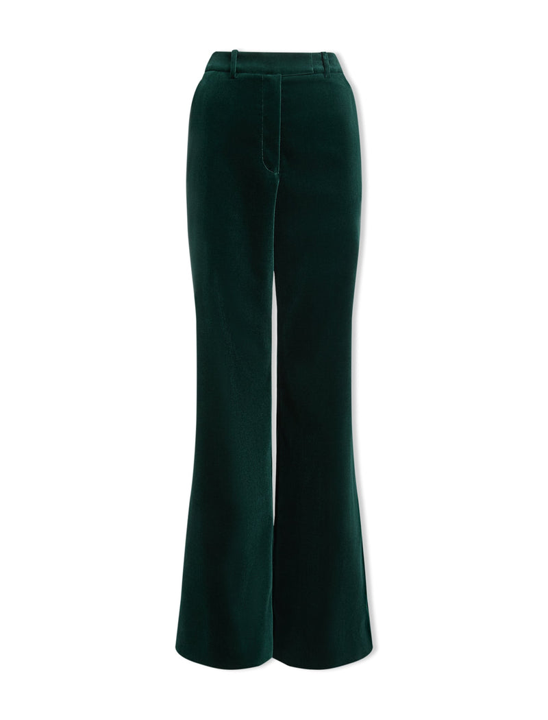 Taylor Velvet Wide Leg Trouser - Green