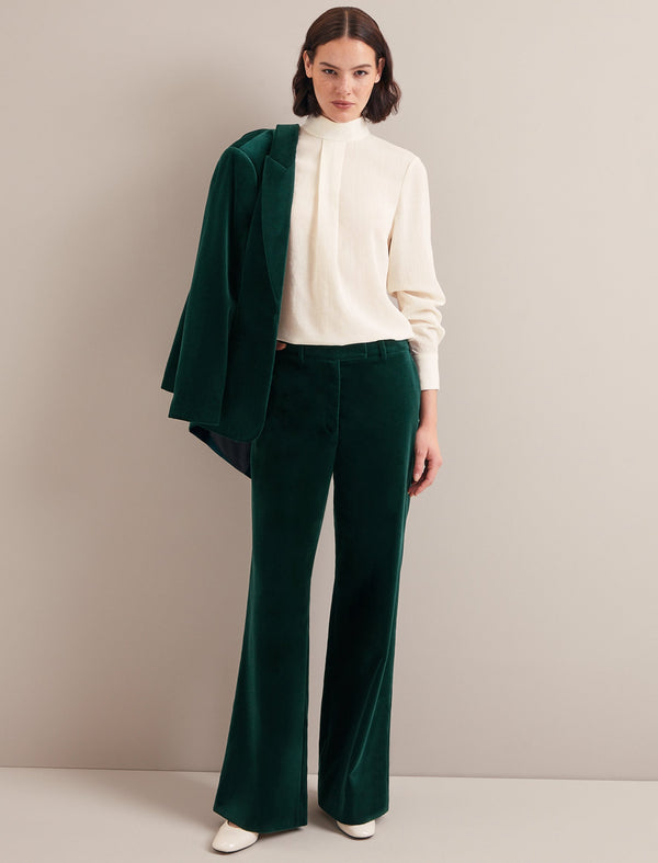 Taylor Velvet Wide Leg Trouser - Green