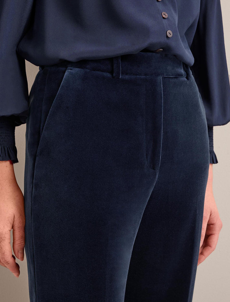 Taylor Velvet Wide Leg Trouser - Navy