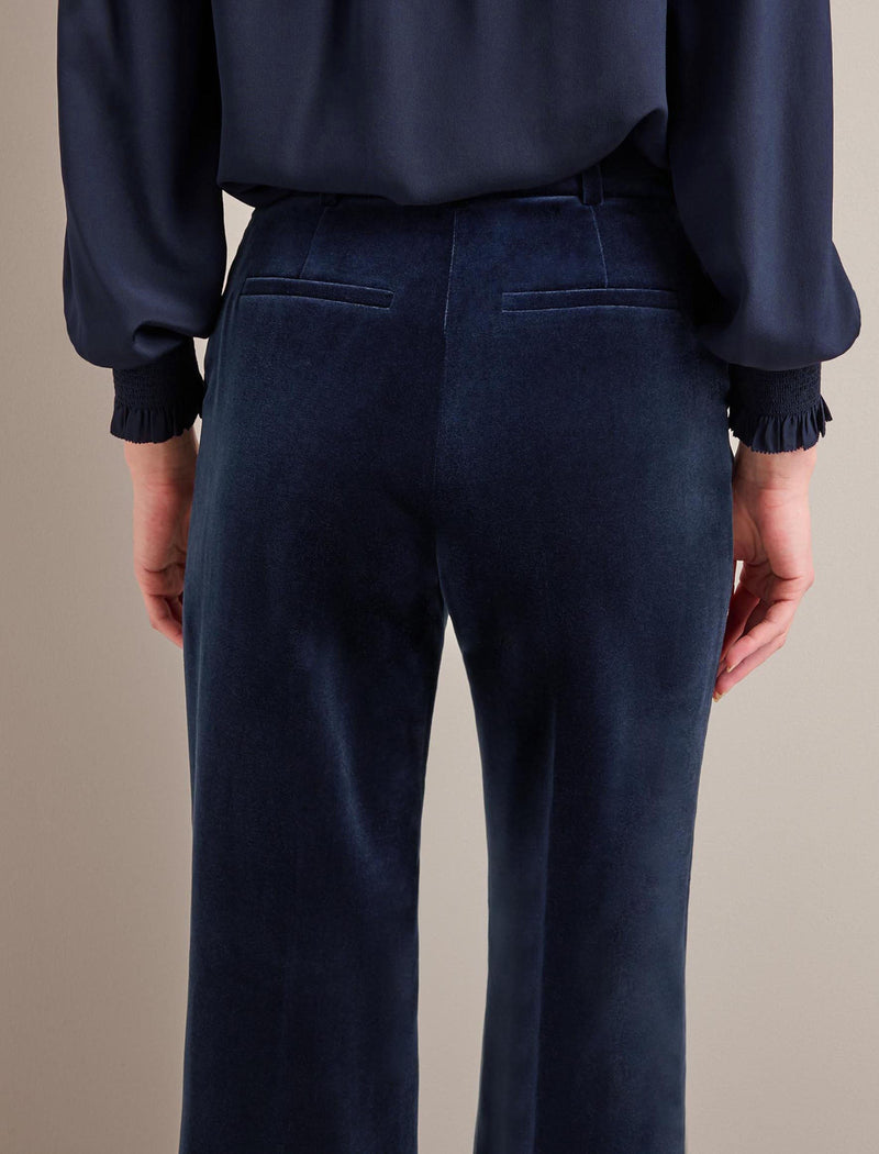 Taylor Velvet Wide Leg Trouser - Navy