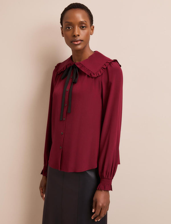 Vera Silk Blouse - Burgundy