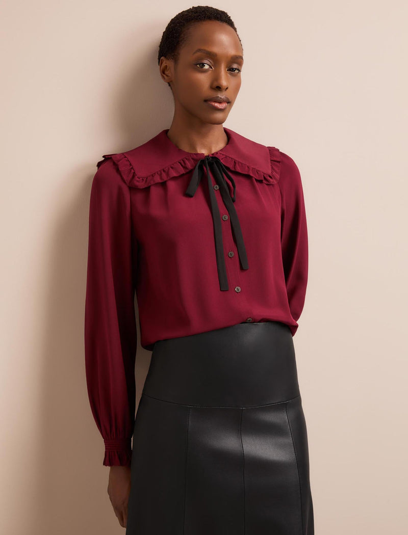 Vera Silk Blouse - Burgundy