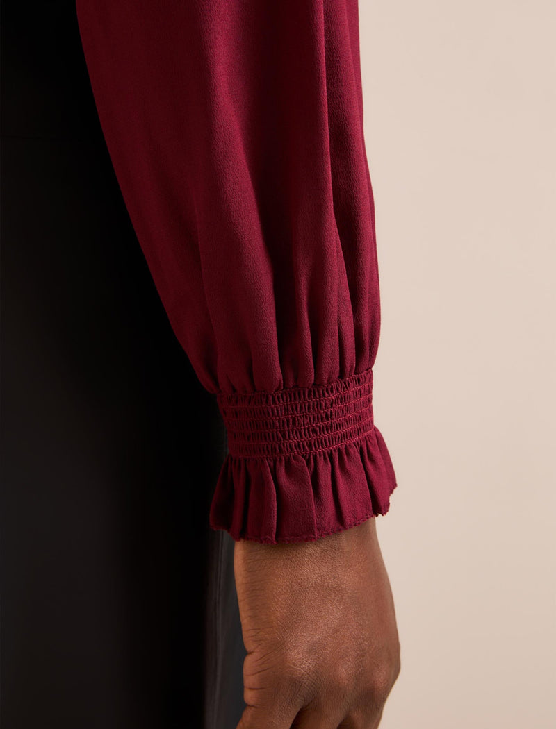 Vera Silk Blouse - Burgundy