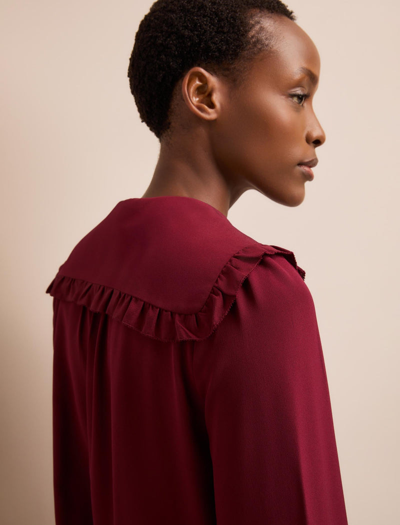 Vera Silk Blouse - Burgundy