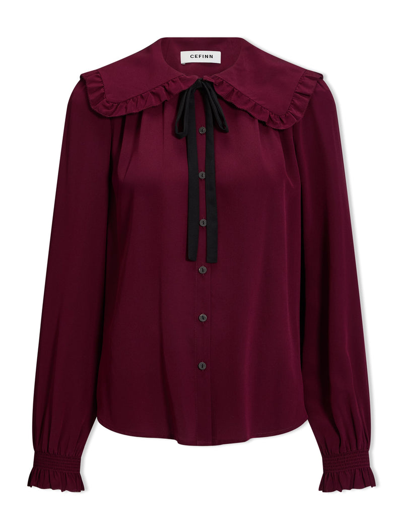 Vera Silk Blouse - Burgundy