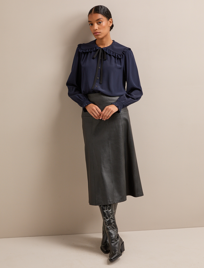 Vera Silk Blouse - Navy