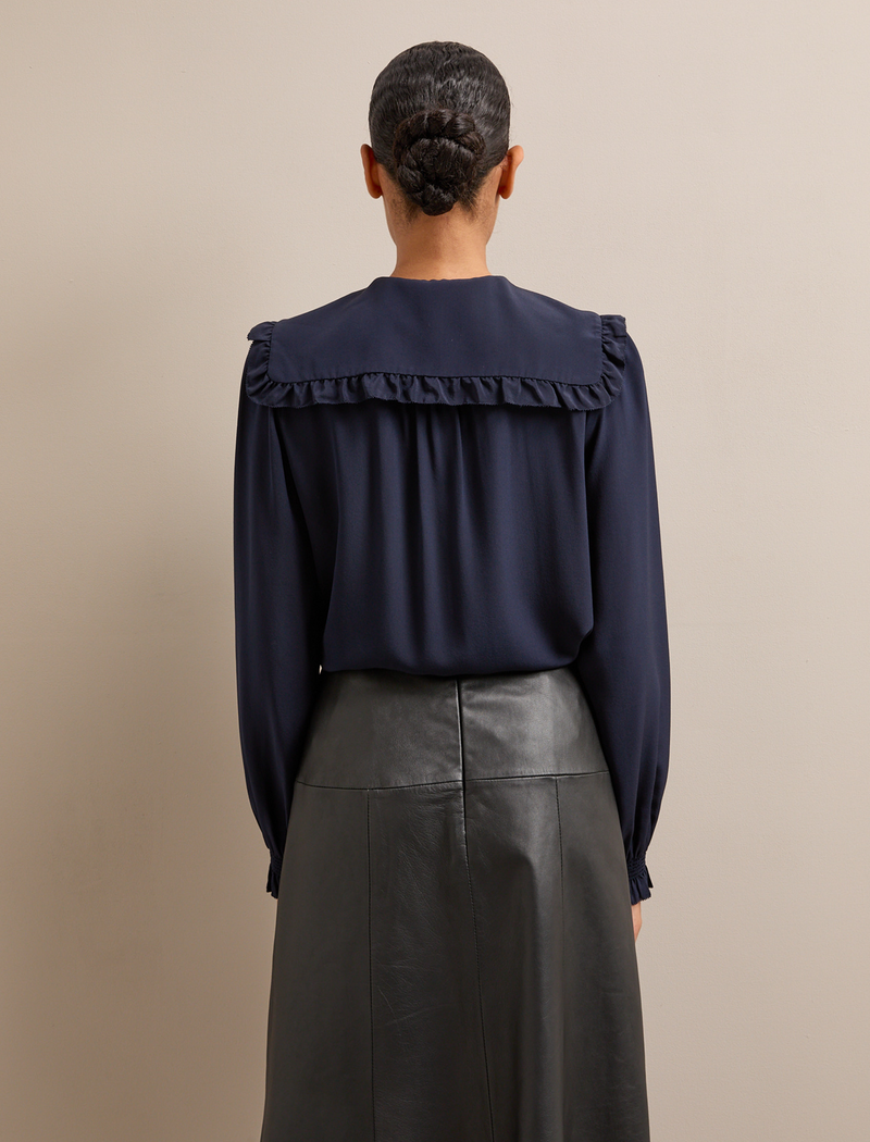 Vera Silk Blouse - Navy