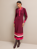 Josie Knit Dress - Burgundy Pink Colourblock