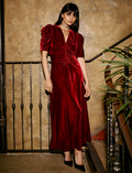 Ophelia Bias Cut Velvet Maxi Dress - Red