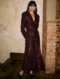 Ophelia Bias Cut Sequin Maxi Dress - Burgundy