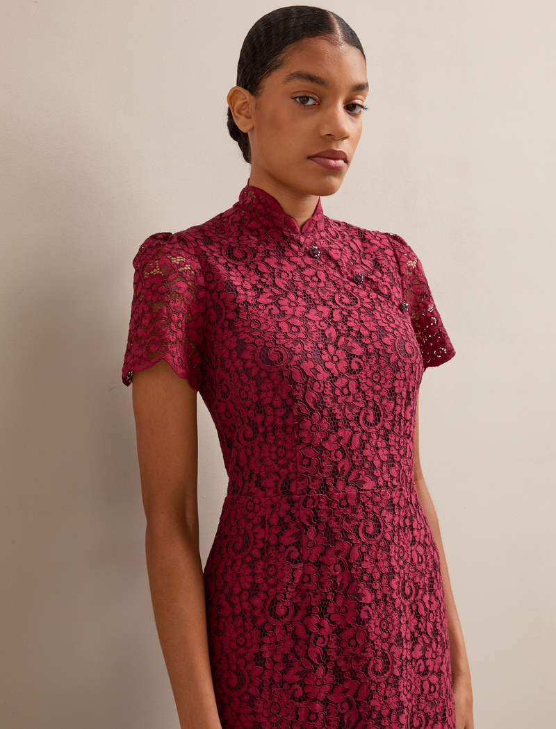 Layla Lace Maxi Dress - Burgundy