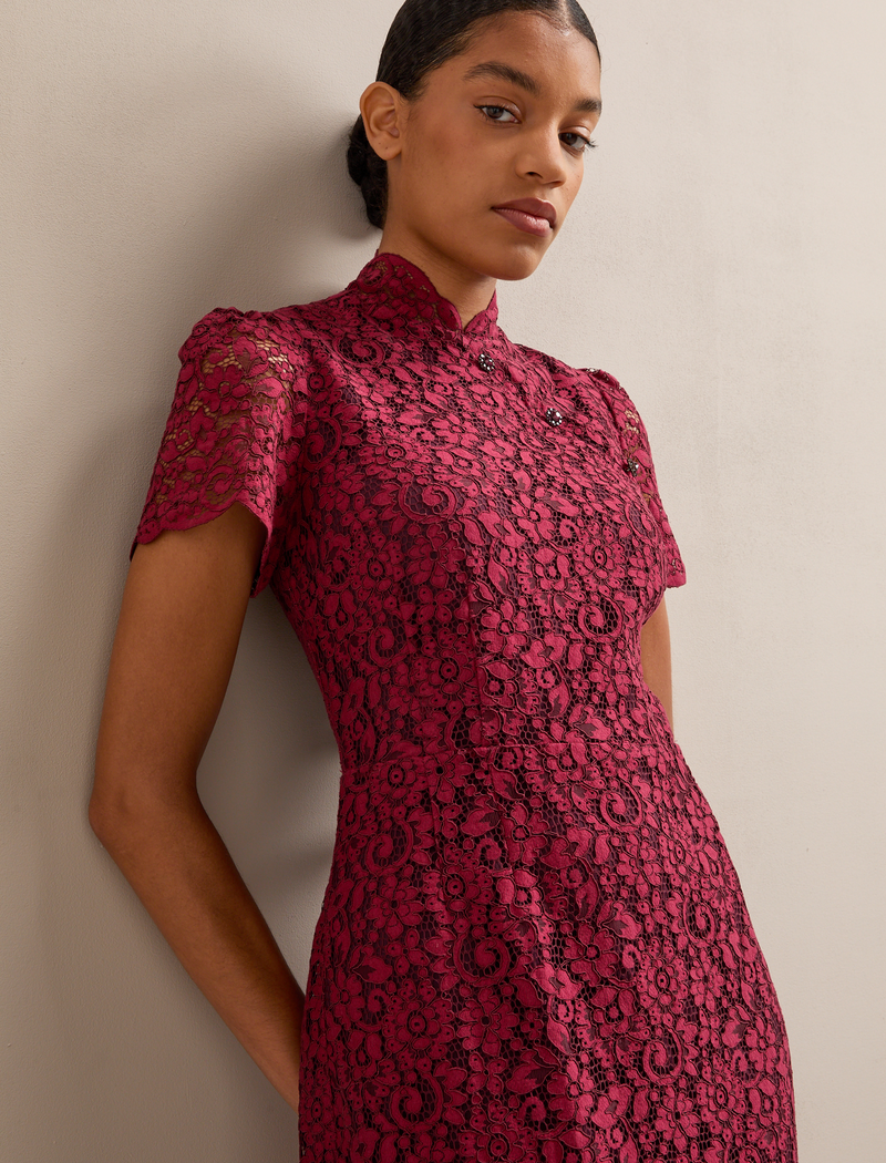 Layla Lace Maxi Dress - Burgundy