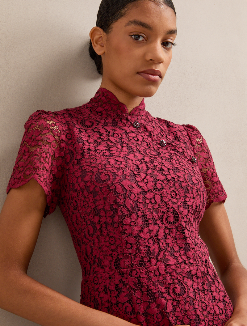 Layla Lace Maxi Dress - Burgundy