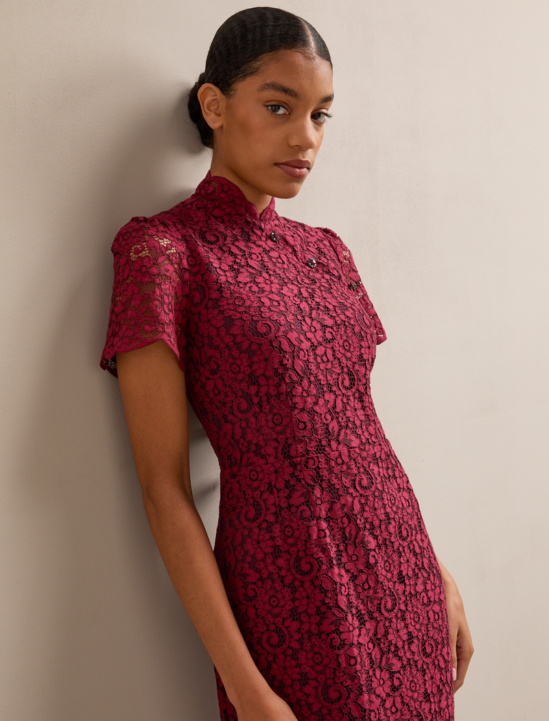 Layla Lace Maxi Dress - Burgundy