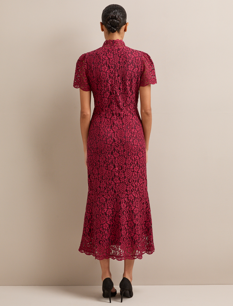 Layla Lace Maxi Dress - Burgundy