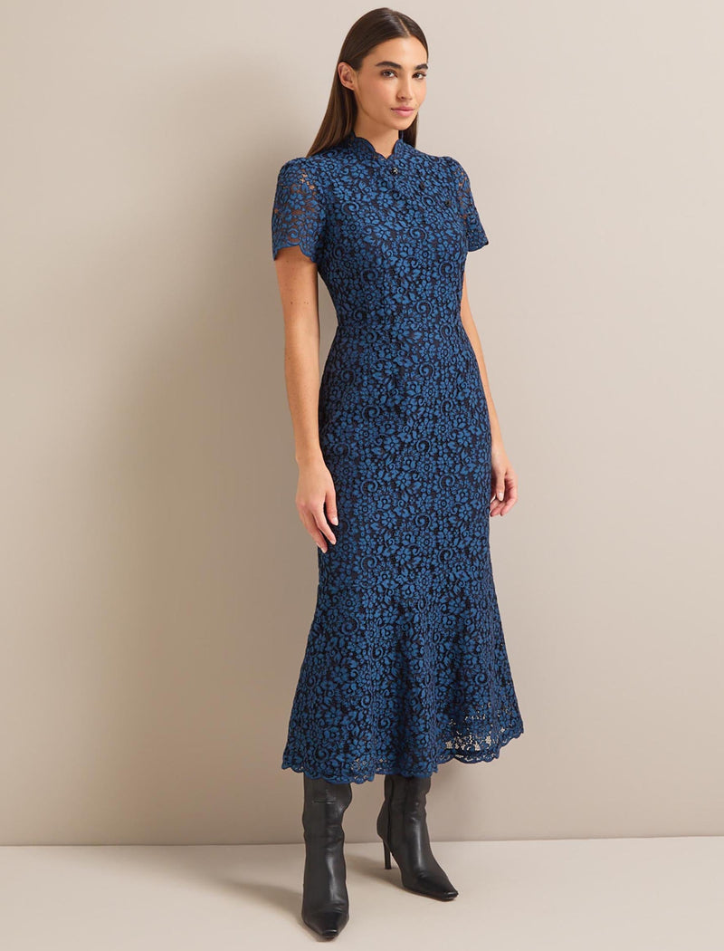 Layla Lace Maxi Dress - Navy