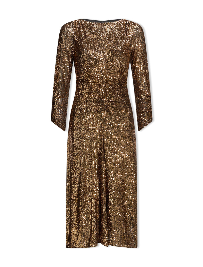 Monique Sequin Midi Dress - Gold